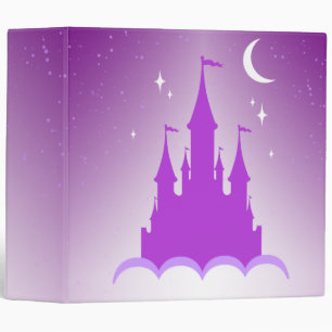 Purple Dreamy Castle In The Clouds Starry Moon Sky Binder