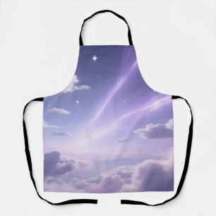 Purple Dreamy Sky Aurora Clouds Stars Apron