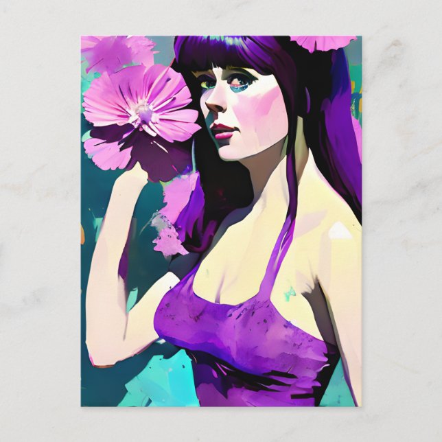 Purple Dress Woman Postcard (Front)