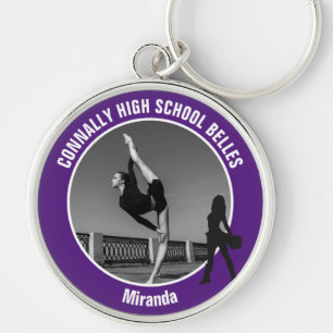 Purple Drill Team Photo High School Dancer Keychain