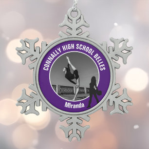 Purple Drill Team Photo High School Dancer Snowflake Pewter Christmas Ornament