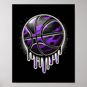 Purple Drip Sketll Camouflage Poster