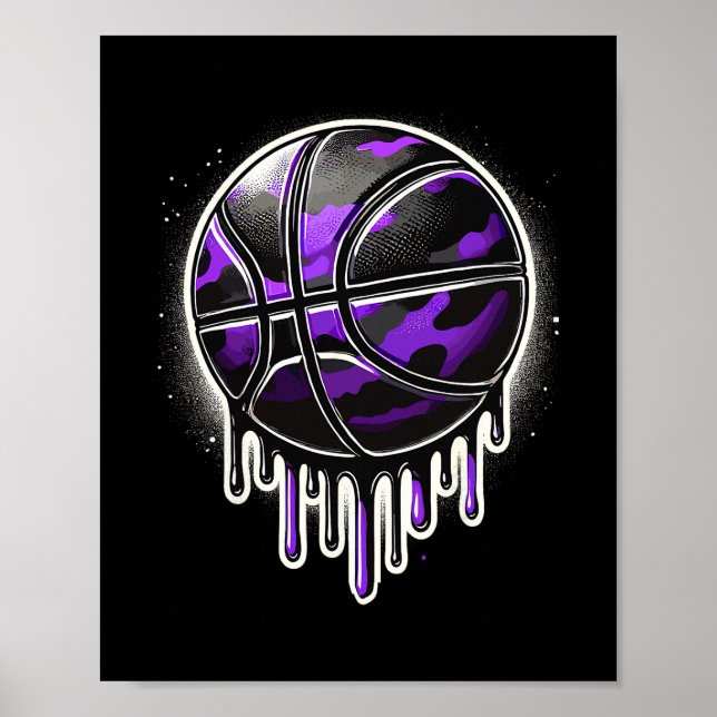 Purple Drip Sketll Camouflage  Poster (Front)