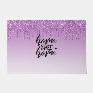 Purple Dripping Glitter   Home Sweet Home Doormat