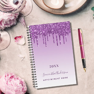 Purple drips lavender monogram name planner