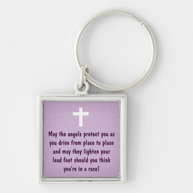Purple Driver's Prayer Blessing Keychain (Front)