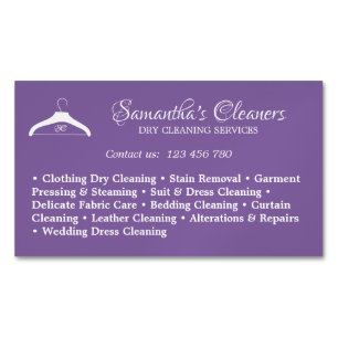 Purple Dry Cleaners Monogram Cleaning Service Magnetic Business Card