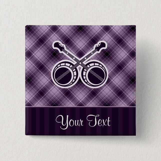 Purple Duelling Banjos 2 Inch Square Button (Front)