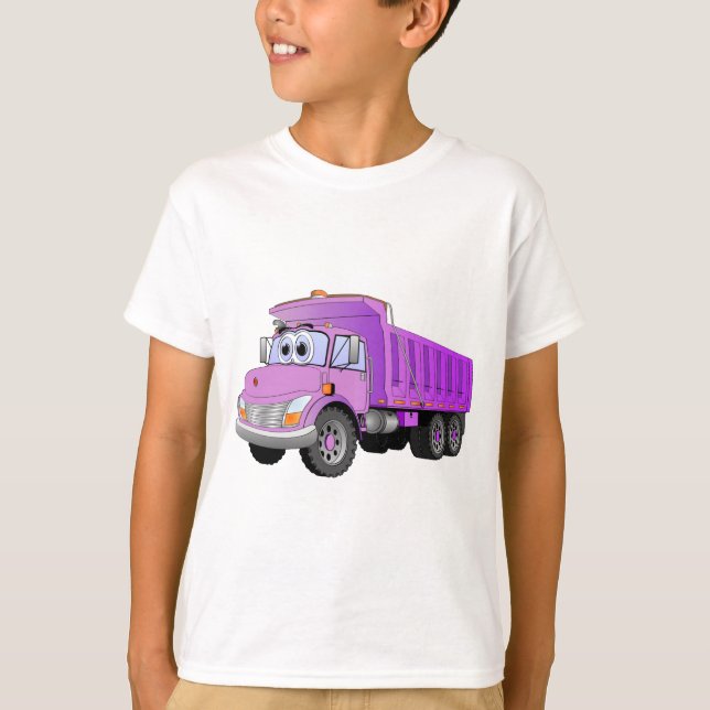 Purple Dump Truck Cartoon T-Shirt (Front)