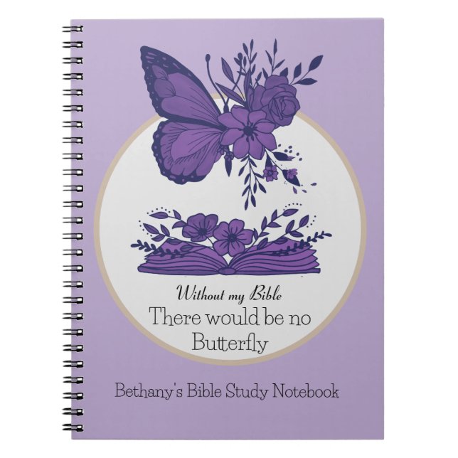 Purple Duo-tone bible study with butterfly Notebook (Front)