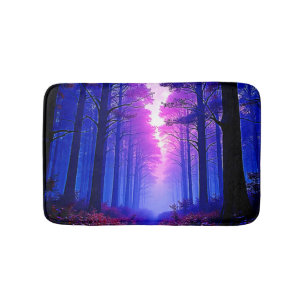 Purple Dusk Woods: Surreal Art Bath Mat