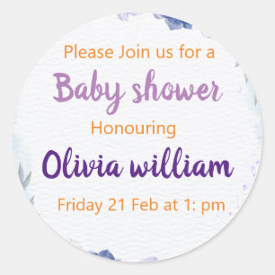 Purple & Dusty Blue Baby Bloom Classic Round Sticker