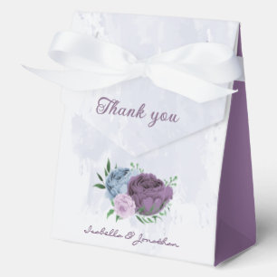 Purple dusty blue floral wedding favor box