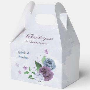 Purple dusty blue floral wedding  favor box