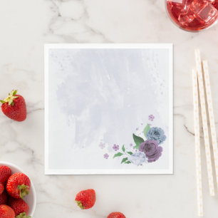 Purple dusty blue floral wedding napkin