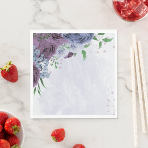 Purple dusty blue floral wedding napkin