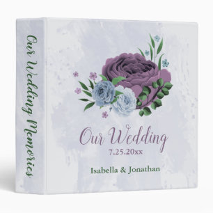 Purple dusty blue floral wedding photo album binder