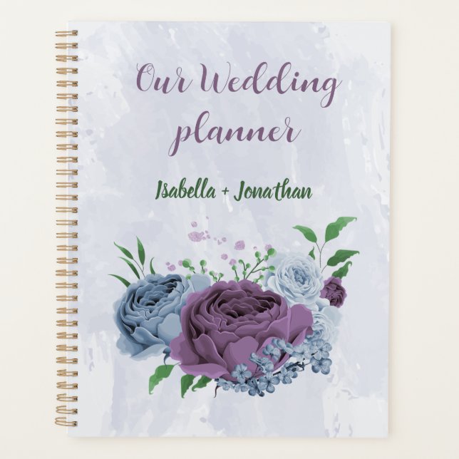 Purple dusty blue floral wedding planner (Front)