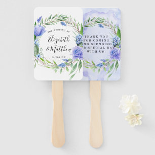 Purple Dusty Blue Tulip Hyacinth Peony Wedding Hand Fan