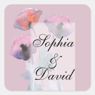 Purple dusty rose poppy   square sticker