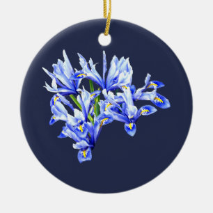 Purple Dwarf Iris Heart Ceramic Ornament