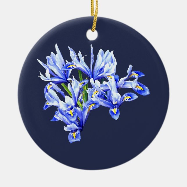 Purple Dwarf Iris Heart Ceramic Ornament (Front)