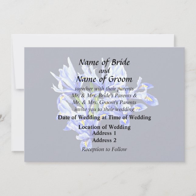 Purple Dwarf Iris Heart Invitation (Front)