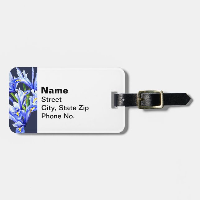 Purple Dwarf Iris Heart Luggage Tag (Front Horizontal)