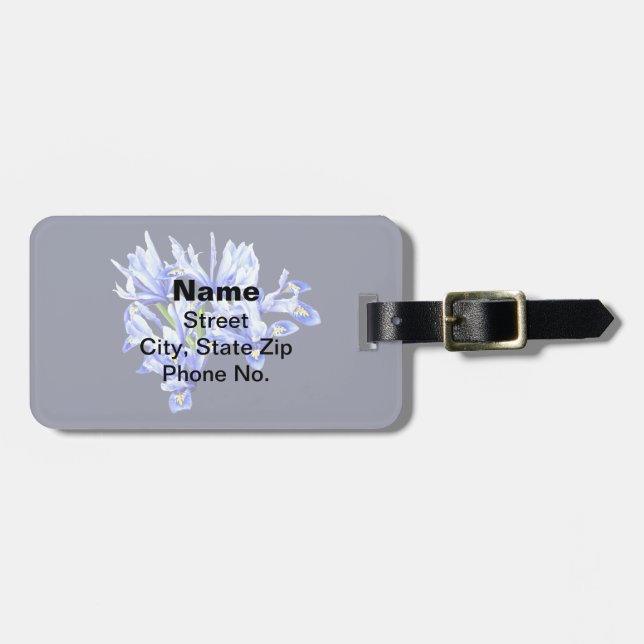 Purple Dwarf Iris Heart Luggage Tag (Front Horizontal)