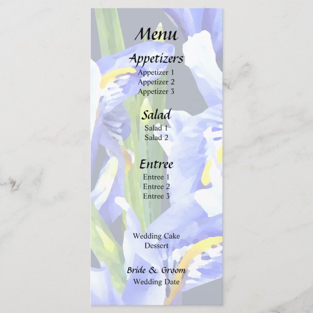 Purple Dwarf Iris Heart Menu (Front)