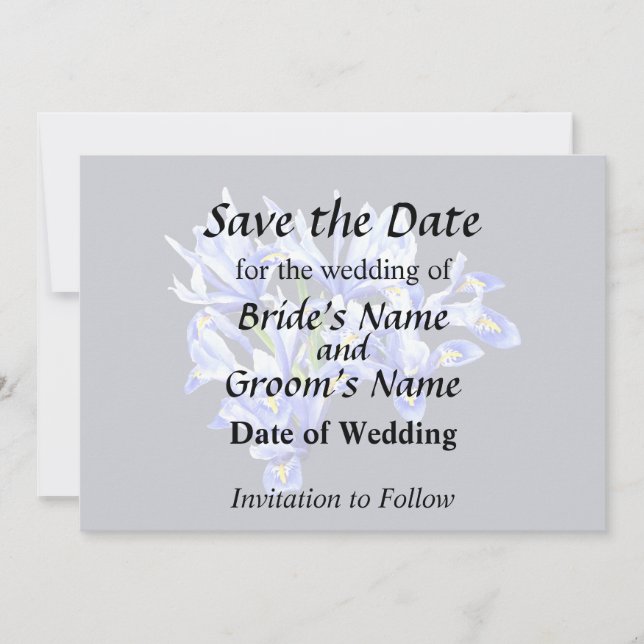 Purple Dwarf Iris Heart Save The Date (Front)