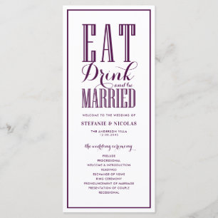 Purple Eat Drink and be Married Wedding Program
