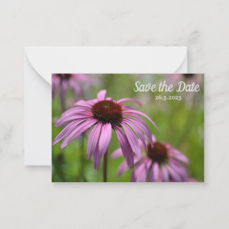 Purple Echinacea Cone Flowers Save the Date Card