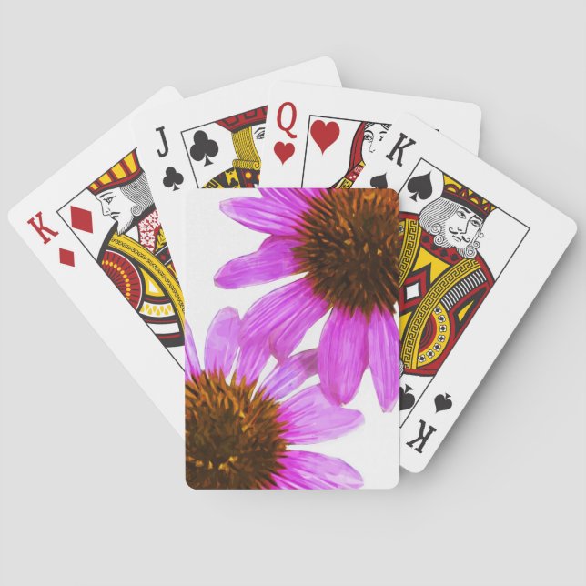 Purple Echinacea Flower Abstract Playing Cards (Back)