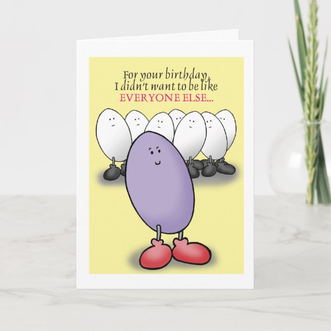 Purple Egg Humourous Birthday Card (Front)