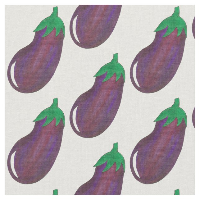 Purple Eggplant Aubergine Veggie Vegetable Veg Fabric (Close Up)