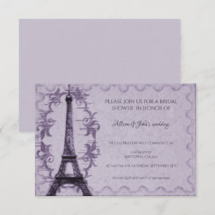 Purple Eiffel Tower Bridal Shower Invitation