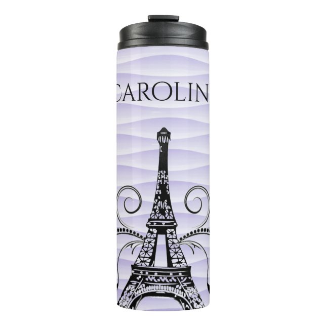 Purple Eiffel Tower Flourish Thermal Tumbler (Front)