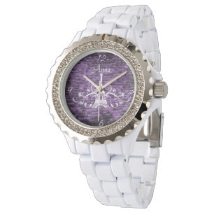 Purple Eiffel Tower Grunge Watch