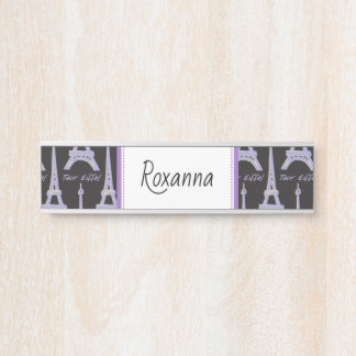 Purple Eiffel Tower Personalized Paris Plaque Door Sign