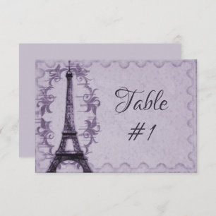Purple Eiffel Tower Reception Table Card