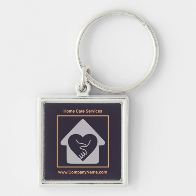 Purple Elderly Care Promotional Custom Logo  Keychain (Front)