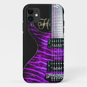 Purple Electric Guitar Monogram iPhone Case