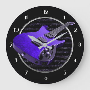 Purple Electric Guitar Round Wall Clock