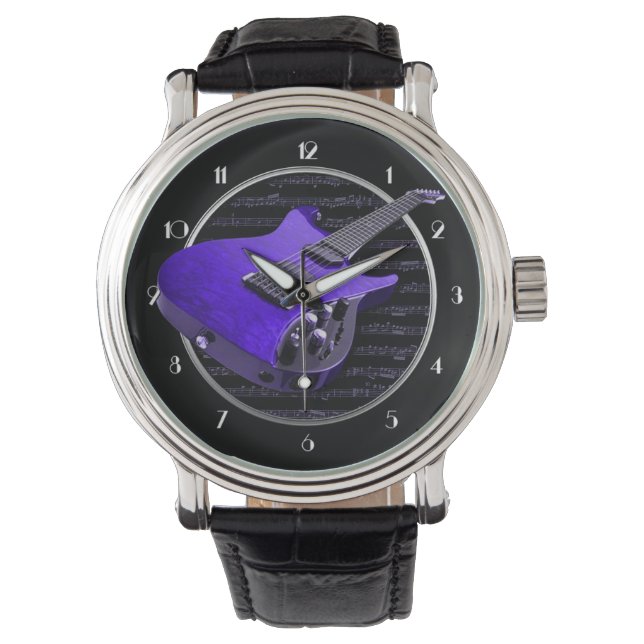 Purple Electric Guitar Wrist Watch (Front)