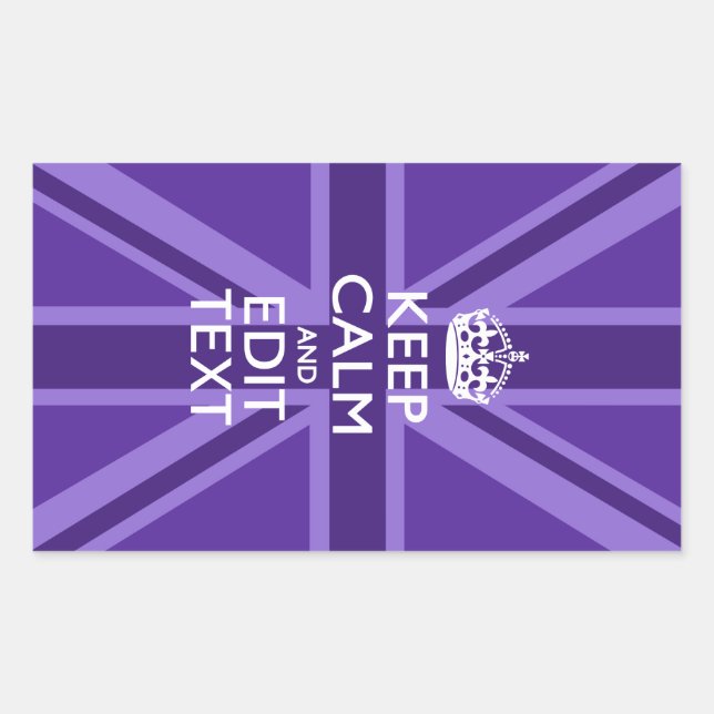 Purple Elegance Keep Calm Your Text Union Jack Sticker (Front)