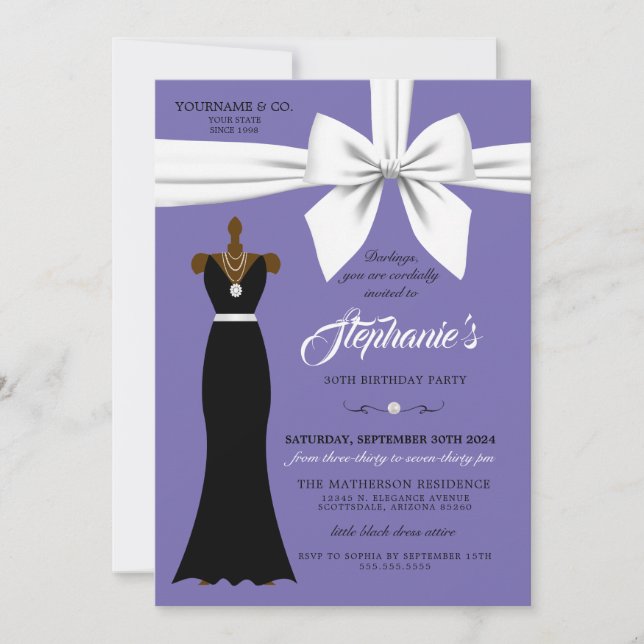 Purple Elegance Mode Tiffany Invitation Anniversai (Devant)