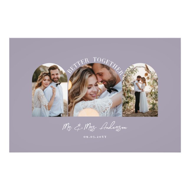 Purple elegant arch multi photo wedding decor (Front)