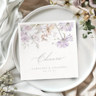 Purple Elegant Botanical Floral Boho Wedding Napkin