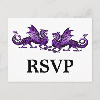 Purple Elegant Dragons Response Postcard